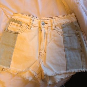 White/Gray Denim Shorts